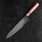 Gyuto VG-10 Miroir Tsuchime Damas Manche en Buffle et Érable Rose foncé 240mm-[Musashi]-[Couteaux de cuisine japonais]