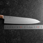 Gyuto VG-10 Miroir Tsuchime Damas Rose foncé Manche en Buffle et Érable 210mm-[Musashi]-[Couteaux de cuisine japonais]