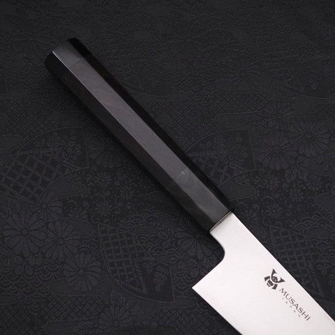 Gyuto VG-10 Poli Manche en Ébène avec Double Embouts en Buffle 210mm-[Musashi]-[Couteaux de cuisine japonais]