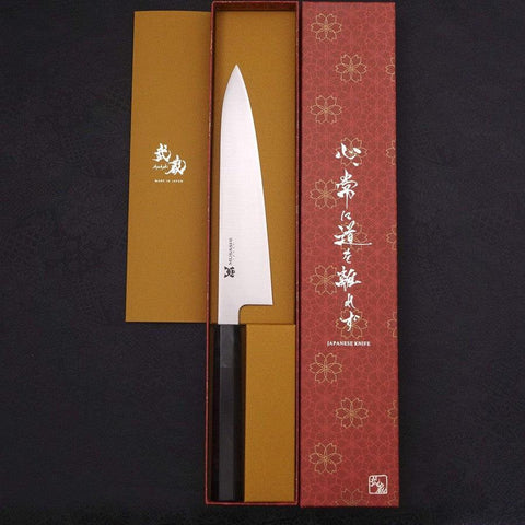 Gyuto VG-10 Poli Manche en Ébène avec Double Embouts en Buffle 210mm-[Musashi]-[Couteaux de cuisine japonais]