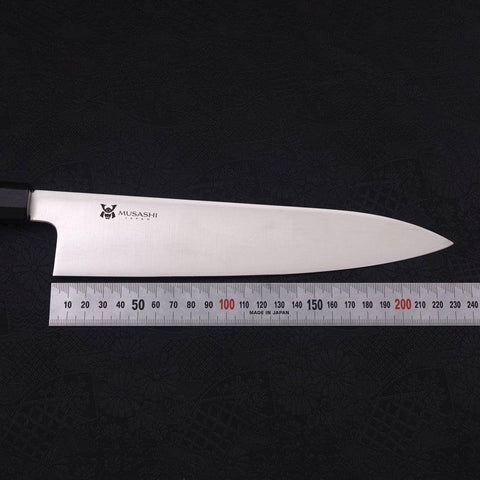 Gyuto VG-10 Poli Manche en Ébène avec Double Embouts en Buffle 240mm-[Musashi]-[Couteaux de cuisine japonais]