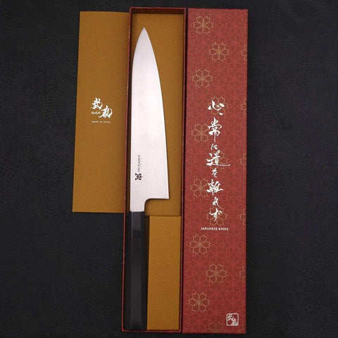 Gyuto VG-10 Poli Manche en Ébène avec Double Embouts en Buffle 240mm-[Musashi]-[Couteaux de cuisine japonais]