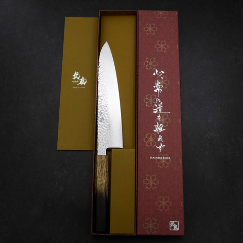 Gyuto VG-10 Tsuchime Damas Manche Yaki Urushi 210mm-[Musashi]-[Couteaux de cuisine japonais]