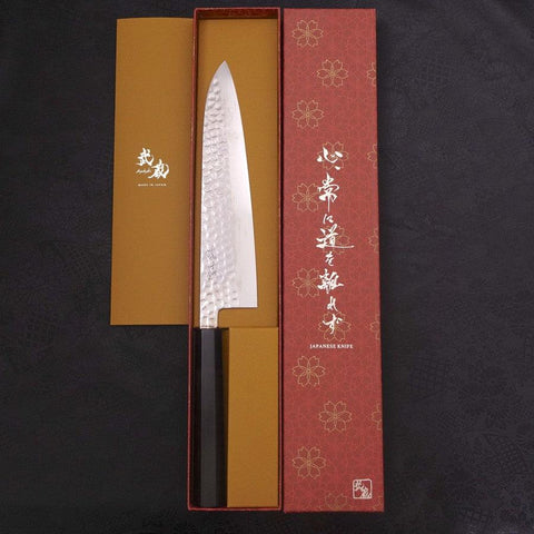 Gyuto VG-10 Tsuchime Damas Manche en Buffle et Ébène 210mm-[Musashi]-[Couteaux de cuisine japonais]
