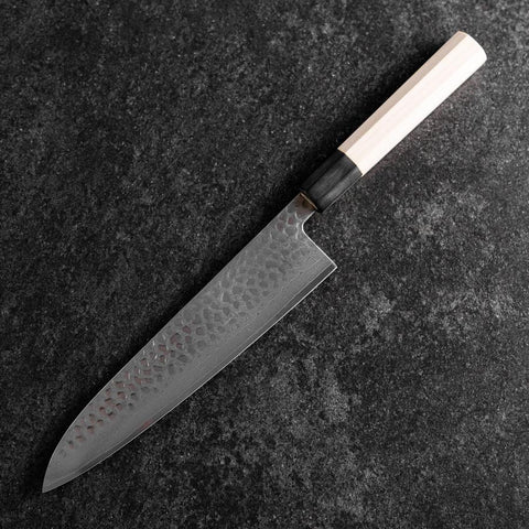 Gyuto VG-10 Tsuchime Damas Manche en Buffle et Magnolia 210mm-[Musashi]-[Couteaux de cuisine japonais]