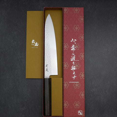 Gyuto VG-10 Tsuchime Damas Manche en Frêne 240mm-[Musashi]-[Couteaux de cuisine japonais]