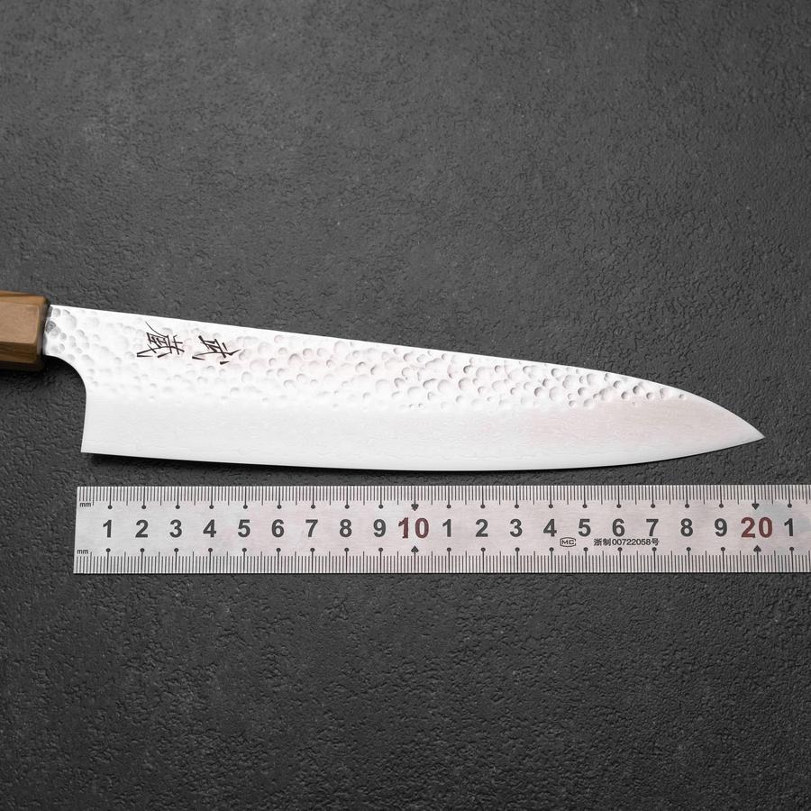 Gyuto VG-10 Tsuchime Damast Manche en Olivier 210mm-[Musashi]-[Couteaux de cuisine japonais]
