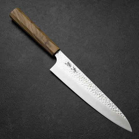 Gyuto VG-10 Tsuchime Damast Manche en Olivier 210mm-[Musashi]-[Couteaux de cuisine japonais]