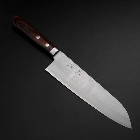 Gyuto VG-10 Tsuchime Manche Occidental Oval en Acajou 180mm-[Musashi]-[Couteaux de cuisine japonais]