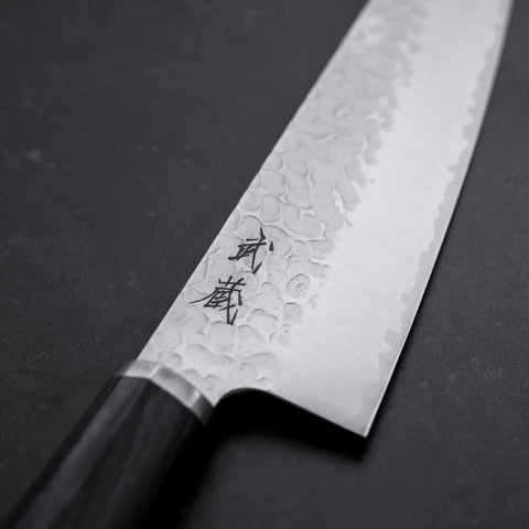 Gyuto VG-10 Tsuchime Manche Oval Pourpre 200mm-[Musashi]-[Couteaux de cuisine japonais]