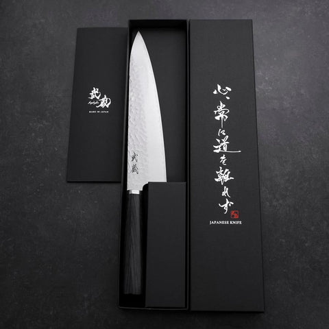 Gyuto VG-10 Tsuchime Manche Oval Pourpre 200mm-[Musashi]-[Couteaux de cuisine japonais]