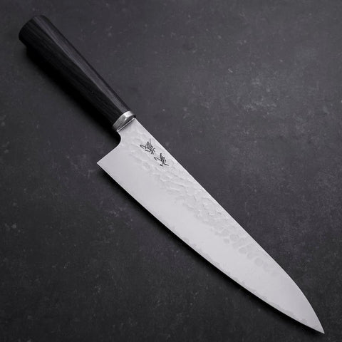 Gyuto VG-10 Tsuchime Manche Oval Pourpre 200mm-[Musashi]-[Couteaux de cuisine japonais]