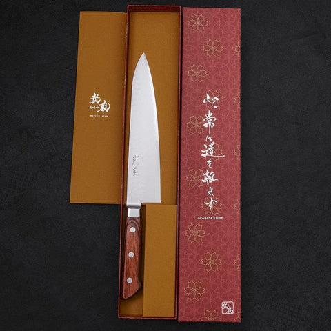 Gyuto VG-5 Tsuchime Manche Occidental Marron 210mm-[Musashi]-[Couteaux de cuisine japonais]