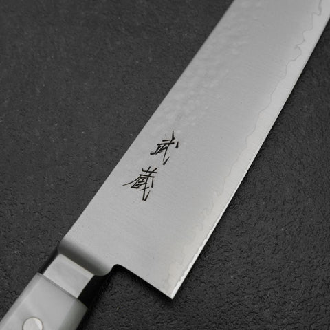 Gyuto VG-5 Tsuchime Manche en Marbre Blanc 210mm-[Musashi]-[Couteaux de cuisine japonais]