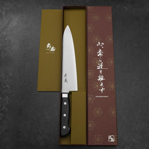 Gyuto VG-5 Tsuchime Manche en Marbre Noir 210mm-[Musashi]-[Couteaux de cuisine japonais]