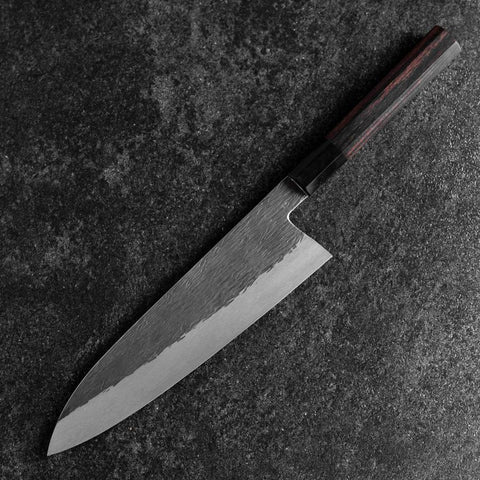 Gyuto White Steel #1 Kurouchi Tsuchime Manche en Buffle et Ébène 210mm-[Musashi]-[Couteaux de cuisine japonais]