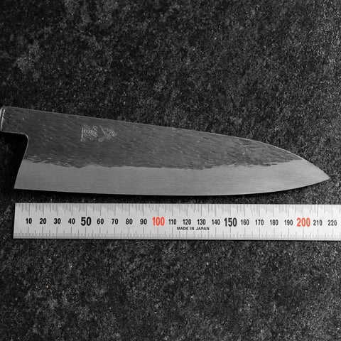 Gyuto White Steel #1 Kurouchi Tsuchime Manche en Buffle et Ébène 210mm-[Musashi]-[Couteaux de cuisine japonais]