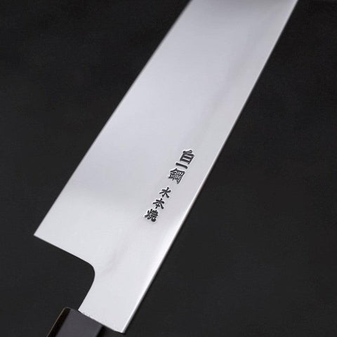 Gyuto White Steel #1 Miroir Water Honyaki Manche Buffle et Ébène avec Fourreau 210mm-[Musashi]-[Couteaux de cuisine japonais]