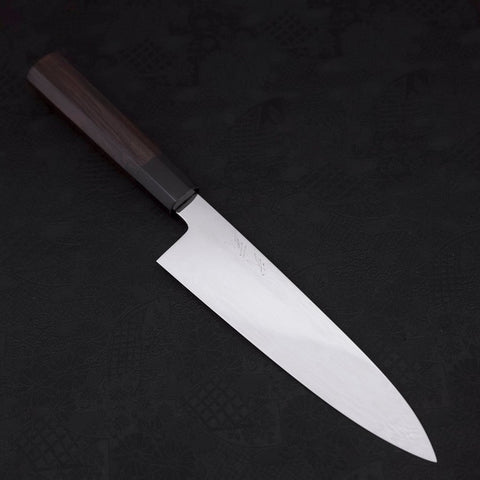 Gyuto White Steel #1 Miroir Water Honyaki Manche Buffle et Ébène avec Fourreau 210mm-[Musashi]-[Couteaux de cuisine japonais]