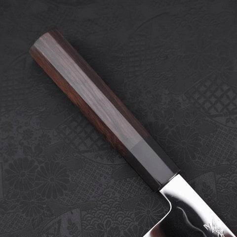 Gyuto White Steel #1 Miroir Water Honyaki Manche en Buffle et Ébène avec Fourreau 210mm-[Musashi]-[Couteaux de cuisine japonais]
