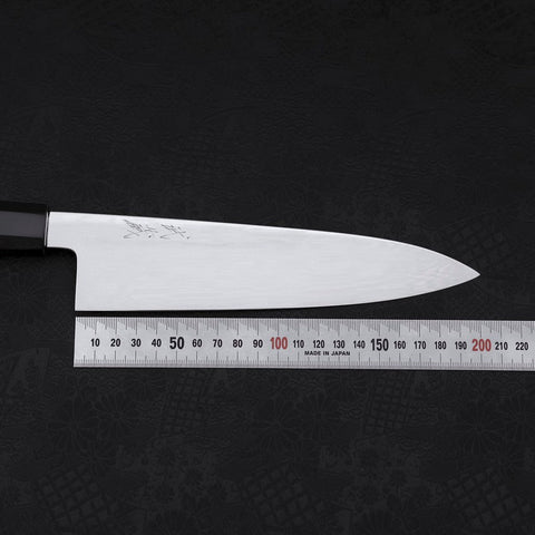Gyuto White Steel #1 Miroir Water Honyaki Manche en Buffle et Ébène avec Fourreau 210mm-[Musashi]-[Couteaux de cuisine japonais]