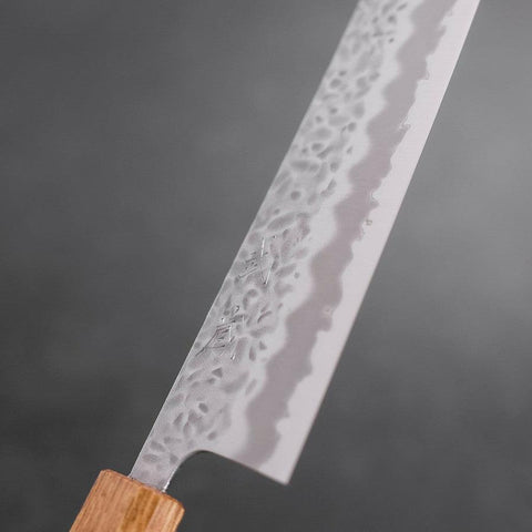 Gyuto White Steel #1 Revêtement Inox Tsuchime Manche Yaki Urushi 240mm-[Musashi]-[Couteaux de cuisine japonais]