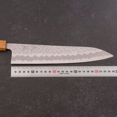 Gyuto White Steel #1 Revêtement Inox Tsuchime Manche Yaki Urushi 240mm-[Musashi]-[Couteaux de cuisine japonais]