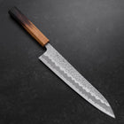Gyuto White Steel #1 Revêtement Inox Tsuchime Manche Yaki Urushi 240mm-[Musashi]-[Couteaux de cuisine japonais]