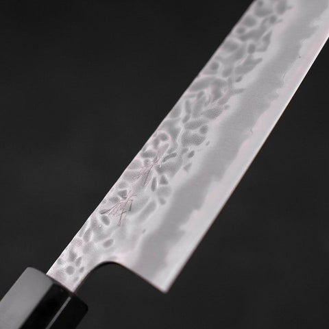 Gyuto White Steel #1 Revêtement Inox Tsuchime Manche en Buffle et Bois de Teck 180mm-[Musashi]-[Couteaux de cuisine japonais]