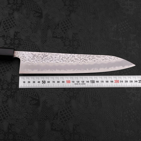 Gyuto White Steel #1 Revêtement Inox Tsuchime Manche en Noyer 240mm-[Musashi]-[Couteaux de cuisine japonais]