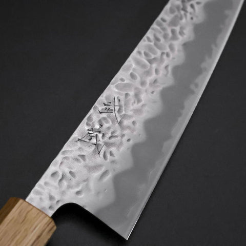 Gyuto White Steel #1 Tsuchime Manche en Chêne 210mm-[Musashi]-[Couteaux de cuisine japonais]