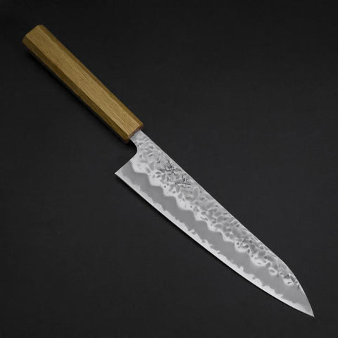 Gyuto White Steel #1 Tsuchime Manche en Chêne 210mm-[Musashi]-[Couteaux de cuisine japonais]