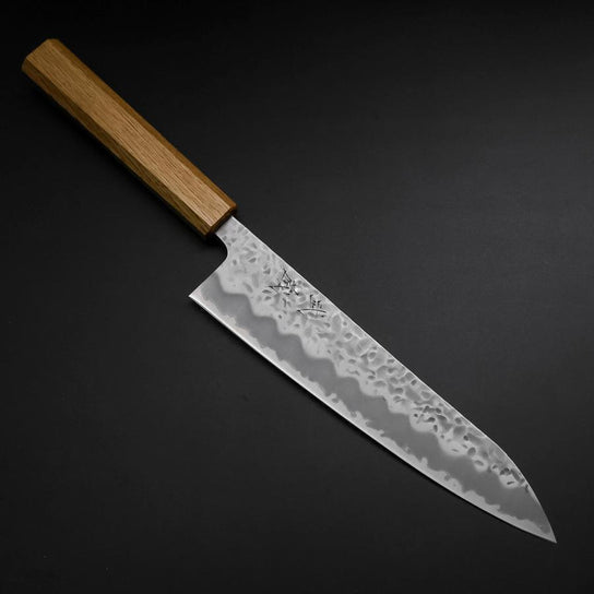 Gyuto White Steel #1 Tsuchime Manche en Chêne 210mm