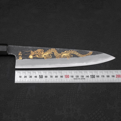 Gyuto White Steel #2 Kurouchi Chokin Dragon Buffalo Ebony Handle 210mm (8.3”)