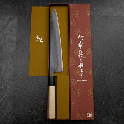 Gyuto White Steel #2 Kurouchi Manche en Buffle et Magnolia 240mm-[Musashi]-[Couteaux de cuisine japonais]