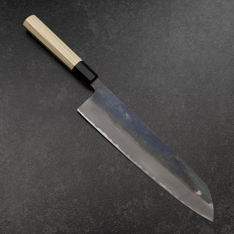 Gyuto White Steel #2 Kurouchi Manche en Buffle et Magnolia（largeur plus importante）-[Musashi]-[Couteaux de cuisine japonais]
