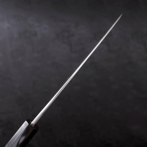 Gyuto White Steel #2 Kurouchi Stainless Clad Chokin Dragon Buffalo Ebony Handle 190mm (7.5”)-[Musashi]-[Couteaux de cuisine japonais]