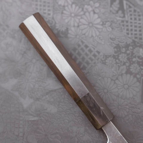 Gyuto White Steel #2 Kurouchi Stainless Clad Chokin Dragon Buffalo Ebony Handle 190mm (7.5”)-[Musashi]-[Couteaux de cuisine japonais]