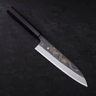 Gyuto White Steel #2 Kurouchi Stainless Clad Chokin Dragon Buffalo Ebony Handle 190mm (7.5”)-[Musashi]-[Couteaux de cuisine japonais]