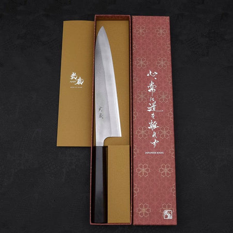 Gyuto White Steel #2 Nashiji Manche en Ébène 240mm-[Musashi]-[Couteaux de cuisine japonais]