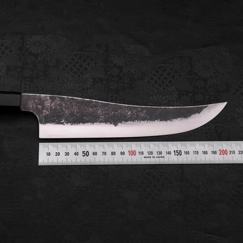 Gyuto White Steel #2 Revêtement Inox Kurouchi Manche en Buffle et Bois de Teck 210mm-[Musashi]-[Couteaux de cuisine japonais]