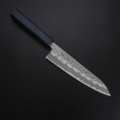 Gyuto White Steel #2 Tsuchime Manche Urushi Bleu Sombre 180mm-[Musashi]-[Couteaux de cuisine japonais]
