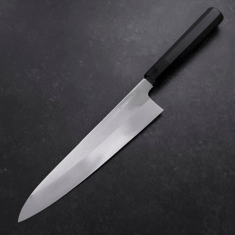 Gyuto White Steel #3 Miroir Honyaki Manche en Buffle et Ébène 240mm-[Musashi]-[Couteaux de cuisine japonais]