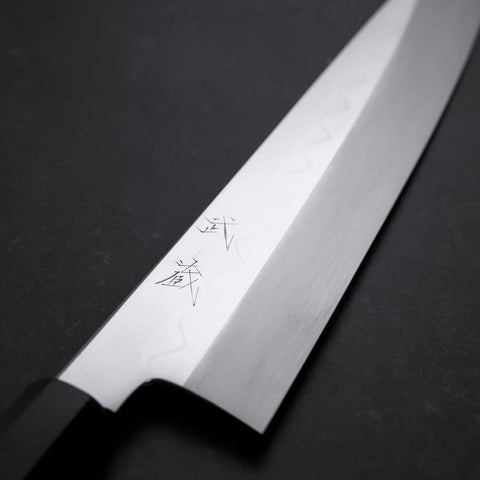 Gyuto White Steel #3 Miroir Honyaki Manche en Buffle et Ébène 240mm-[Musashi]-[Couteaux de cuisine japonais]