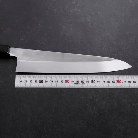 Gyuto White Steel #3 Miroir Honyaki Manche en Buffle et Ébène 240mm-[Musashi]-[Couteaux de cuisine japonais]