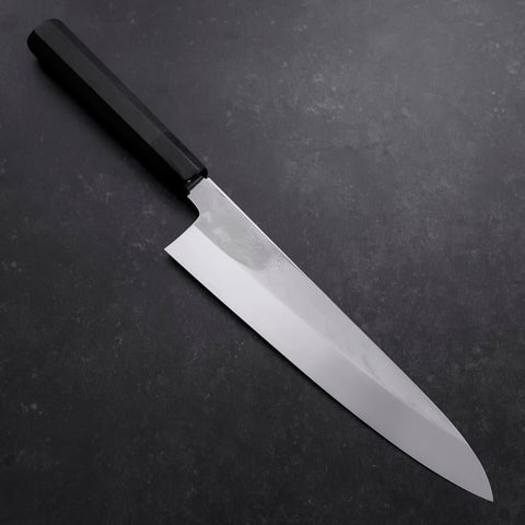 Gyuto White Steel #3 Miroir Honyaki Manche en Buffle et Ébène 240mm-[Musashi]-[Couteaux de cuisine japonais]