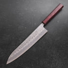Gyuto White Steel #1 Revêtement Inox Tsuchime Manche Urushi Pourpre 240mm-[Musashi]-[Couteaux de cuisine japonais]