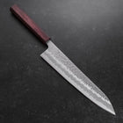 Gyuto White Steel #1 Revêtement Inox Tsuchime Manche Urushi Pourpre 240mm-[Musashi]-[Couteaux de cuisine japonais]