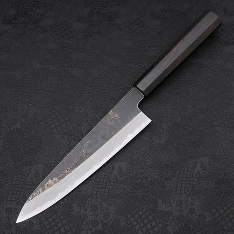 Gyuto White Steel #2 Kurouchi Chokin Dragon Buffalo Ebony Handle 210mm-[Musashi]-[Japanese-Kitchen-Knives]
