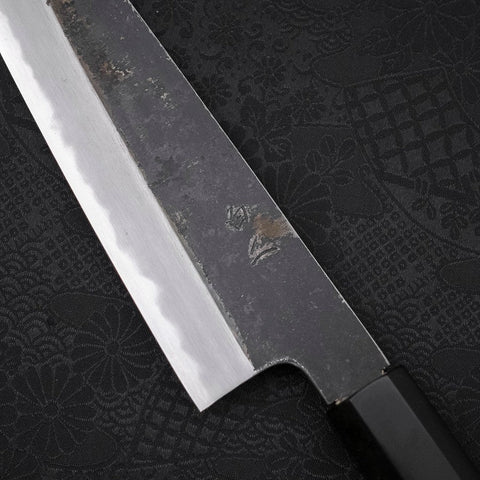 Gyuto White Steel #2 Kurouchi Chokin Dragon Buffalo Ebony Handle 210mm-[Musashi]-[Japanese-Kitchen-Knives]